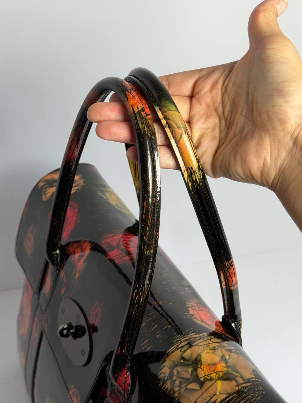 Mulberry Scribbly Floral Patent Leather Bayswater Handbag EXTREMELY RARE - Picture 5 of 16